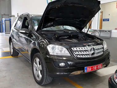 Mercedes ML320 CDI on Belgian Plates during ITV import test in Lorca Mercedes ML320 CDI at ITV import test